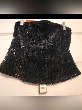 Romeo & Juliet Couture Black Sequin Strapless Tube Top